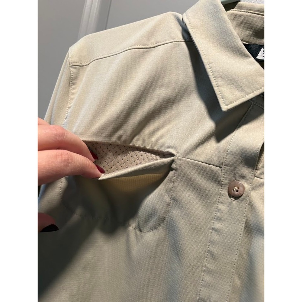 REI Co-op Sahara Womens XL Long Sleeve Hiking Shirt Tan Khaki Ventilated Ripstop - Picture 3 of 13